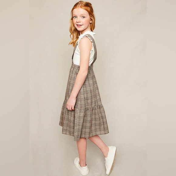 Girls Tiered Glen Check Overall Dress - Picture 4 of 5